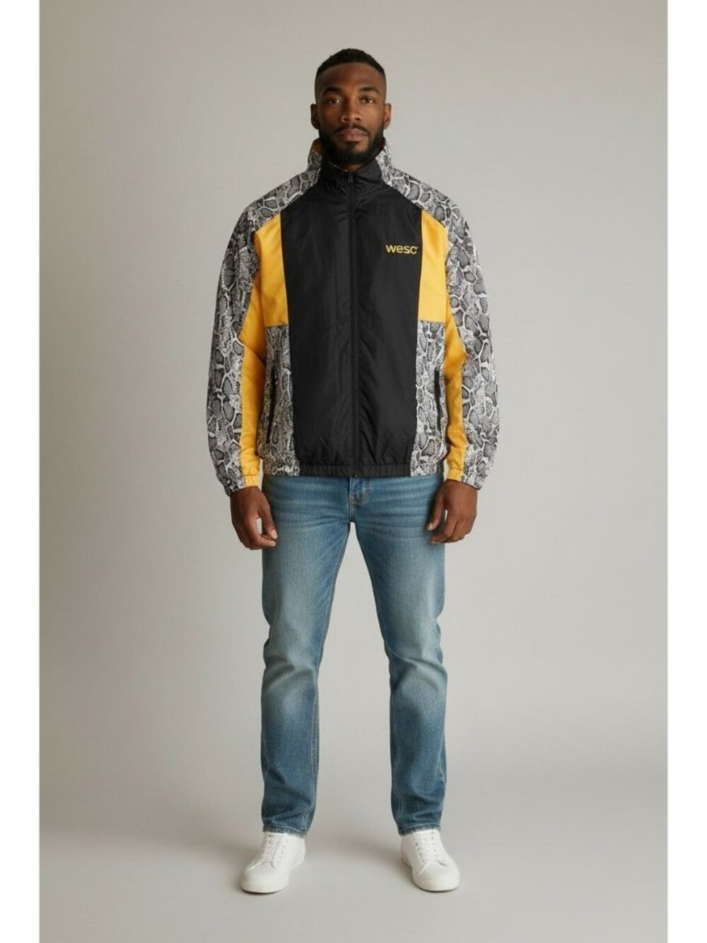 Wesc Track Windbreaker Jacket Snake Yellow & Black Men Medium New With Tag